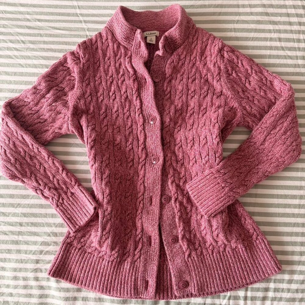 Vintage Llbean Pink Cable Knit 49 Cf